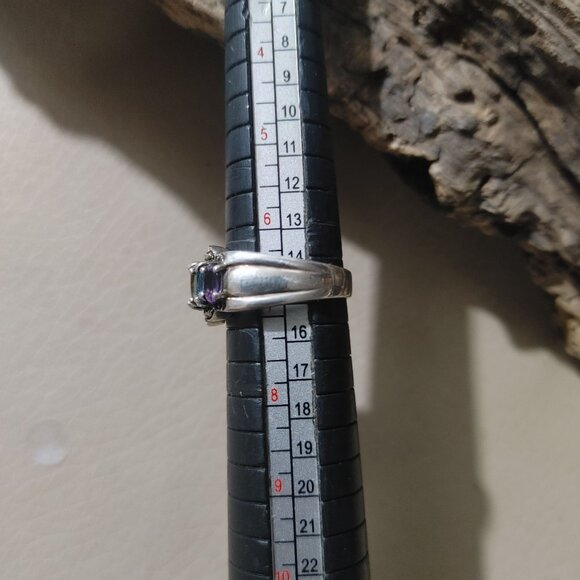 Vintage Marcasite Sterling Silver 925 Ring Prong Multi Colored Gemstones Stamped - Picture 4 of 11